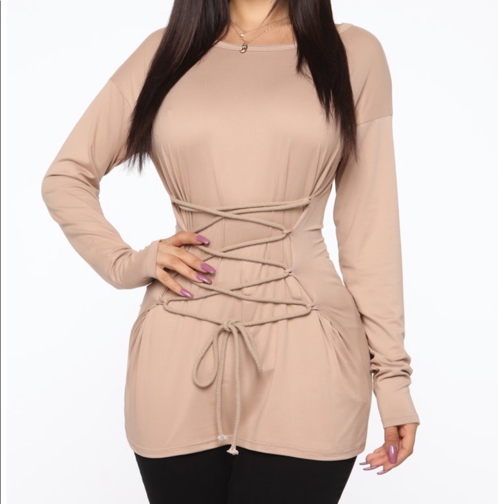 All the way up long sleeve tunic fashion nova